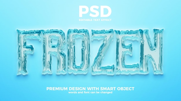 Ghiaccio ghiacciato 3d effetto testo modificabile premium psd