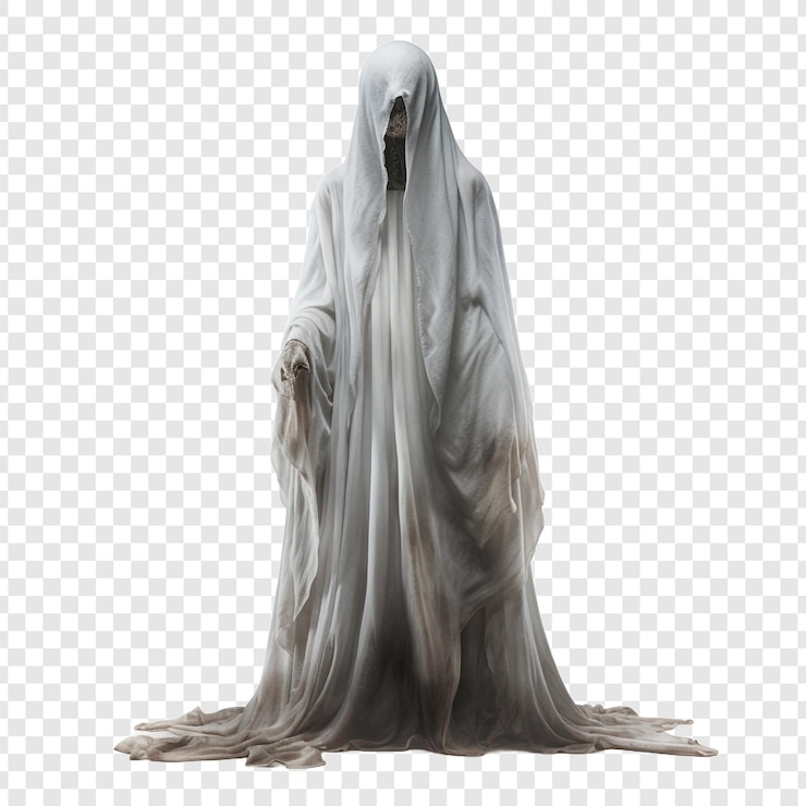 PSD ghost character for halloween isolated on transparent background
