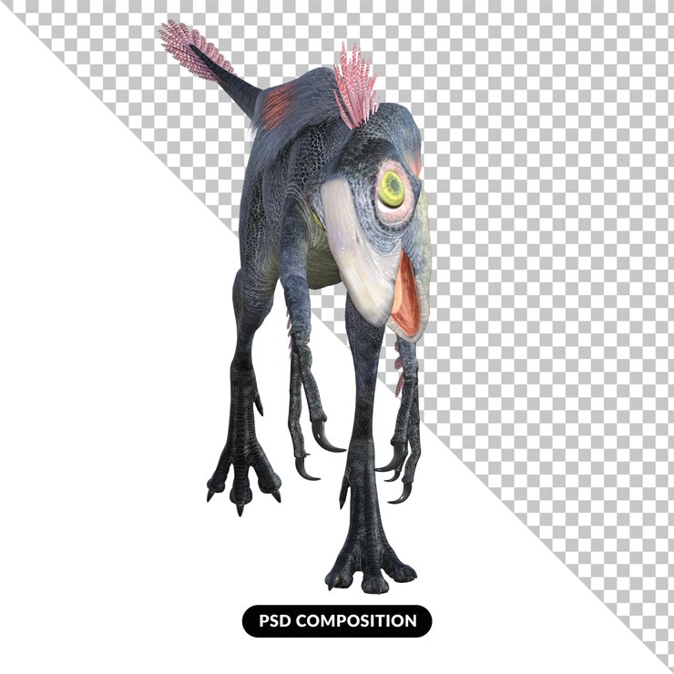 PSD gigantoraptor dinosaurio aislado render 3d
