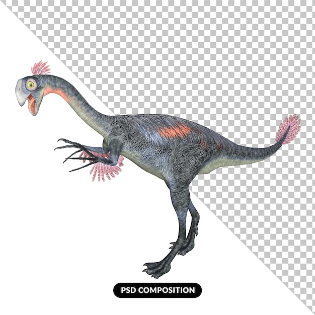 PSD gigantoraptor dinosaurio aislado render 3d