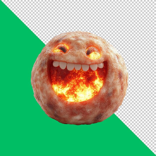 Giggling Lava Rock Una representación en 3D de un personaje de fuego gracioso