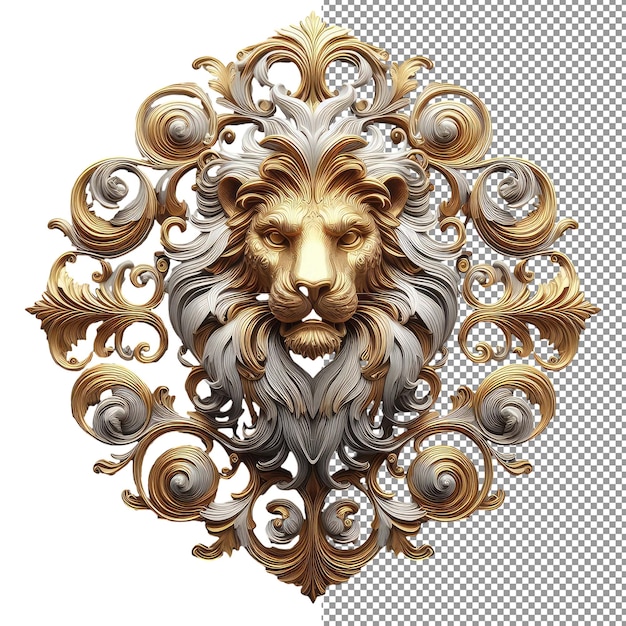 PSD gilded guardian erforschen sie die königliche schönheit eines 3d-löwenporträts