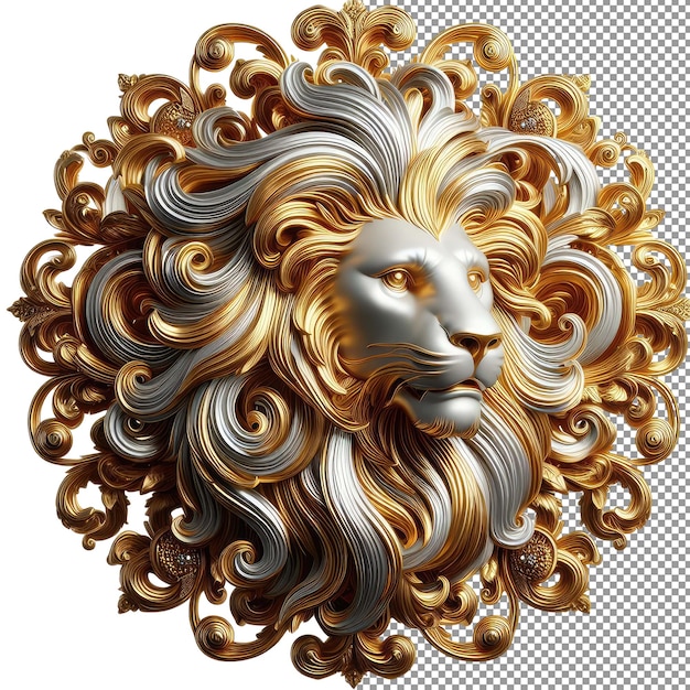 Gilded Guardian Explore La Beauté Royale D'un Portrait De Lion Orné En 3d