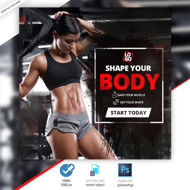 Gimnasio fitness redes sociales web banners