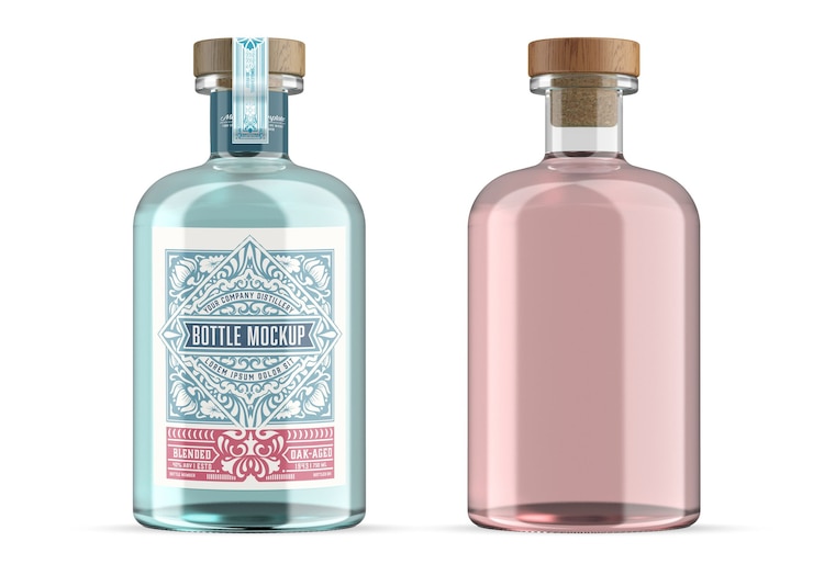 PSD gin glasflasche modell isoliert