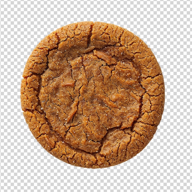 PSD ginger snap cookie isolé sur un fond transparent vue supérieure