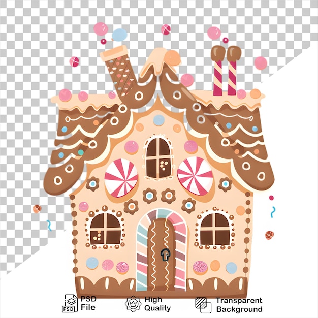 PSD gingerbread-haus-clipart-design mit durchsichtigem hintergrund