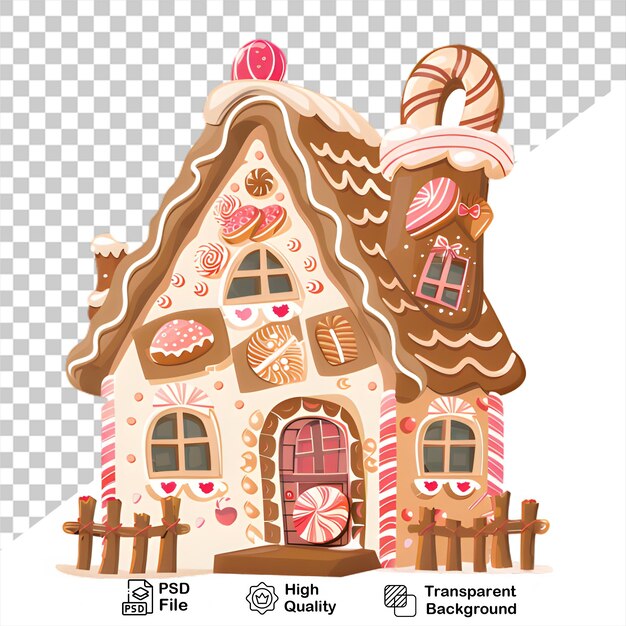 PSD gingerbread-haus-clipart-design mit durchsichtigem hintergrund