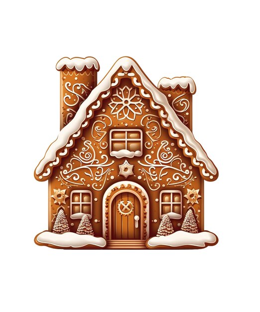 PSD gingerbread-haus in form eines kiefernbaums ai erzeugt