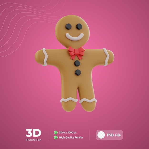 Gingerbread man 3d-illustration für eine web-app-infografik usw.