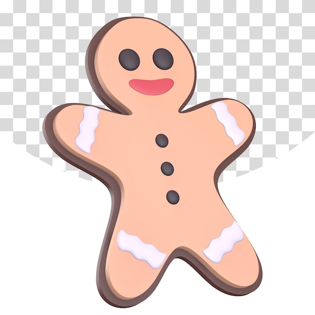 Gingerbread Man Render 3D Illustration Decorazione di ornamento di Natale