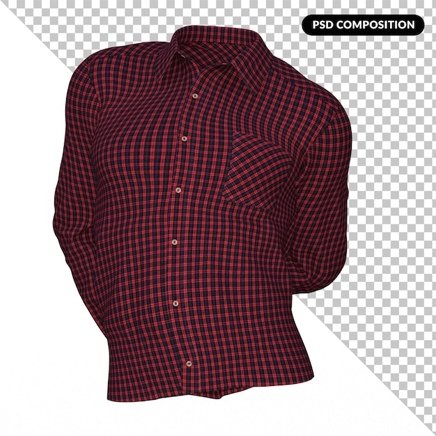 PSD gingham-hemd isoliert 3d