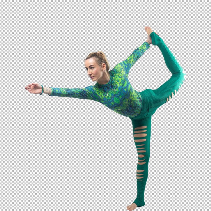 PSD ginnasta con collant multicolori durante l'allenamento