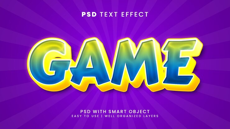 PSD gioca a the game text effect
