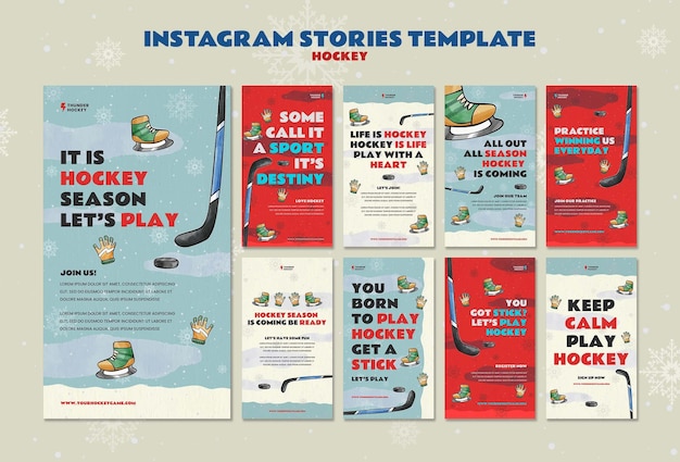 Gioca al modello di storie di instagram di hockey