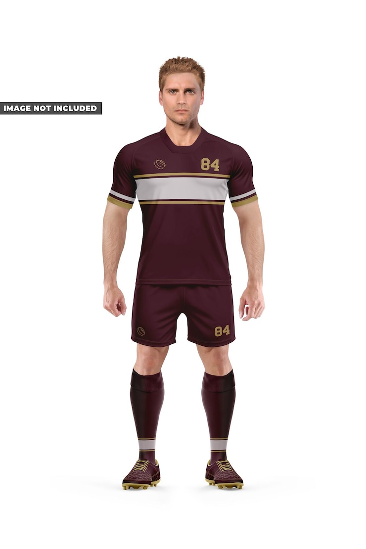 PSD giocatore di rugby mockup u collar front view