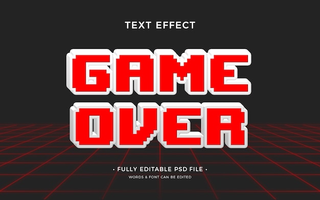 Gioco di design piatto su modello di effetto testo pixel
