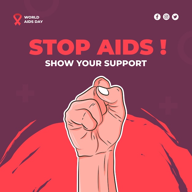 Giornata mondiale contro l'AIDS con l'illustrazione della mano del pugno