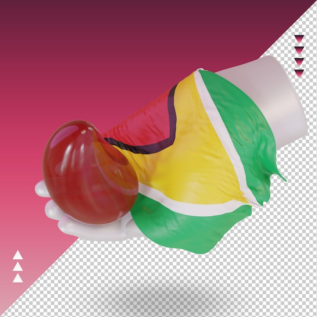 Giornata mondiale del donatore di sangue 3d Bandiera della Guyana che mostra la vista giusta