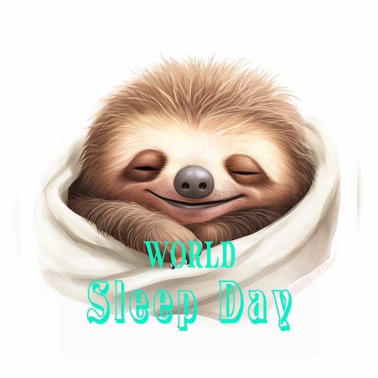 PSD giornata mondiale del sonno disegnata a mano con la donna