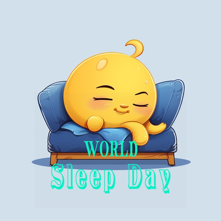 PSD giornata mondiale del sonno disegnata a mano con la donna
