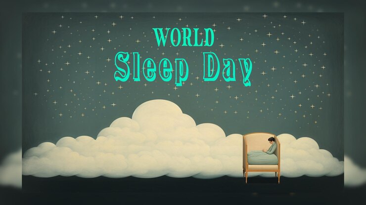 PSD giornata mondiale del sonno disegnata a mano con la donna