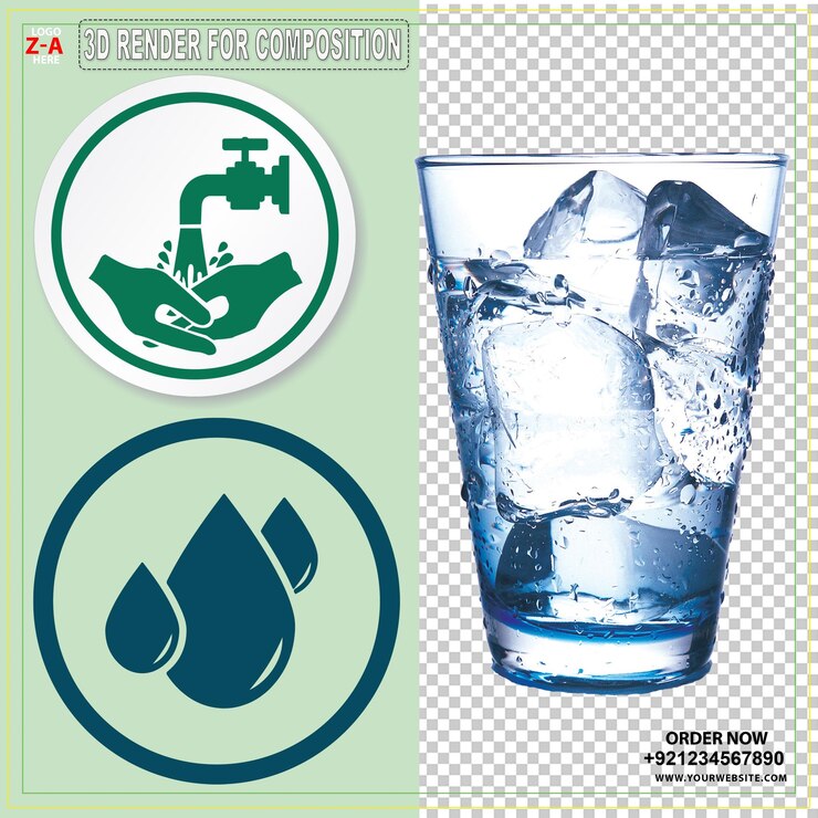 PSD giornata mondiale dell'acqua acqua potabile logo blu acqua ambiente terra