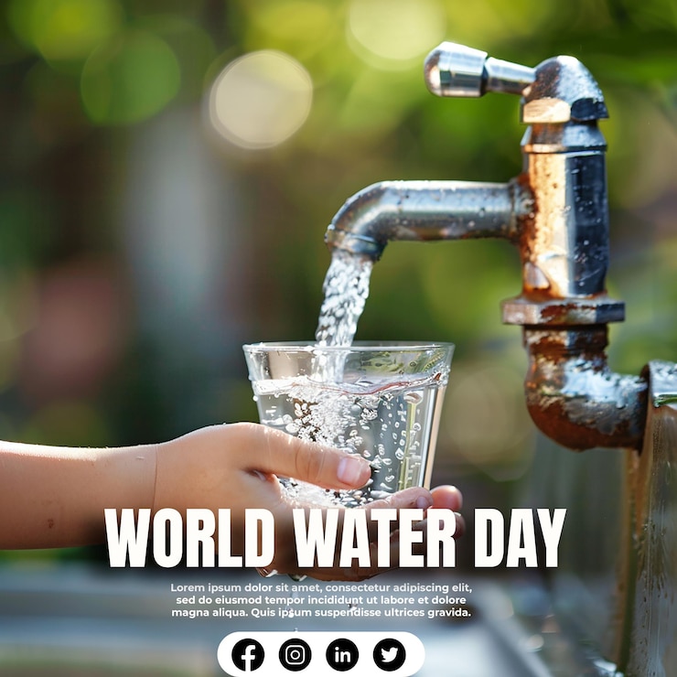 PSD giornata mondiale dell'acqua concetto astratto vettoriale di goccia d'acqua salvare l'acqua