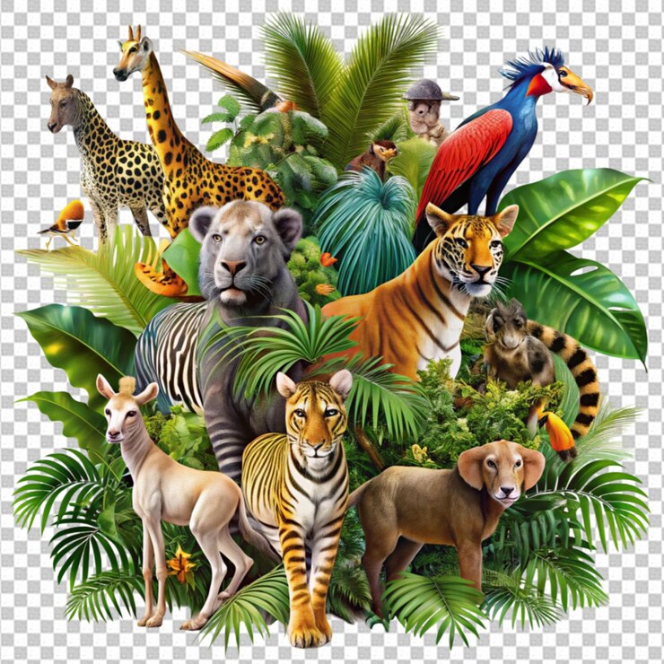 PSD giornata mondiale della fauna selvatica con gli animali nella giungla