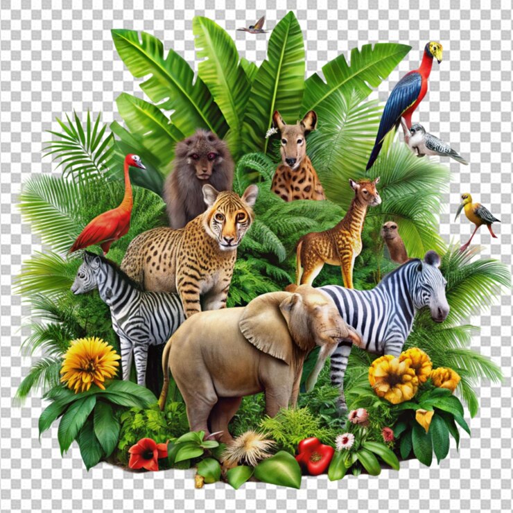 PSD giornata mondiale della fauna selvatica con gli animali nella giungla