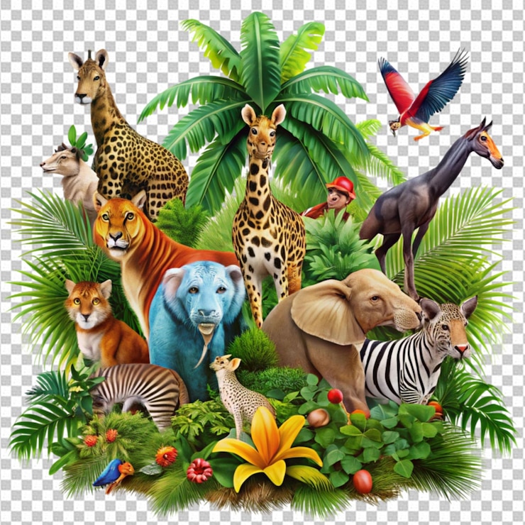 PSD giornata mondiale della fauna selvatica con gli animali nella giungla