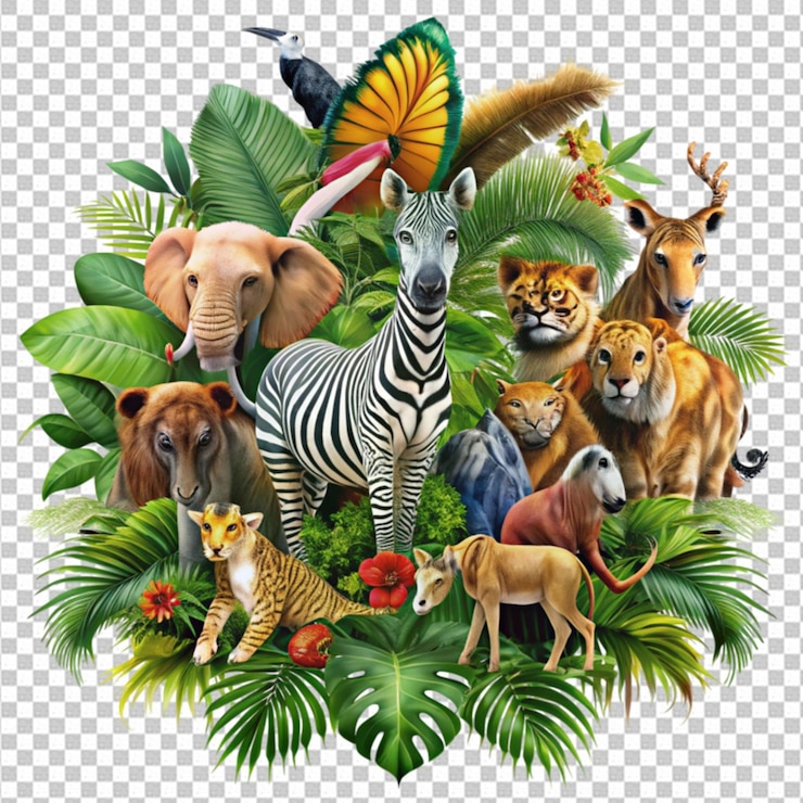 PSD giornata mondiale della fauna selvatica con gli animali nella giungla