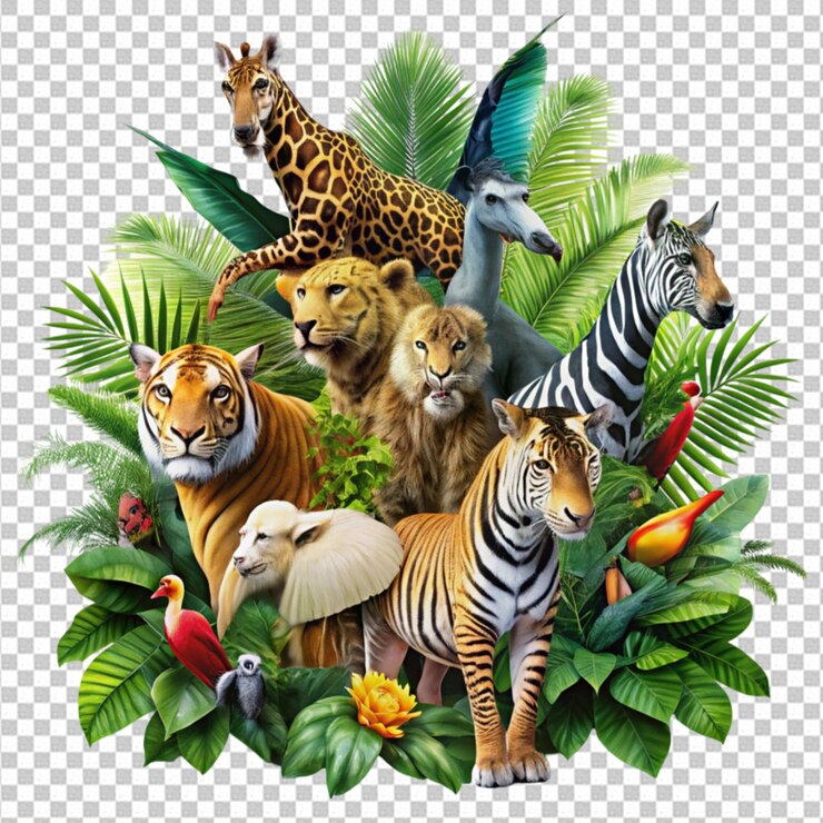 PSD giornata mondiale della fauna selvatica con gli animali nella giungla