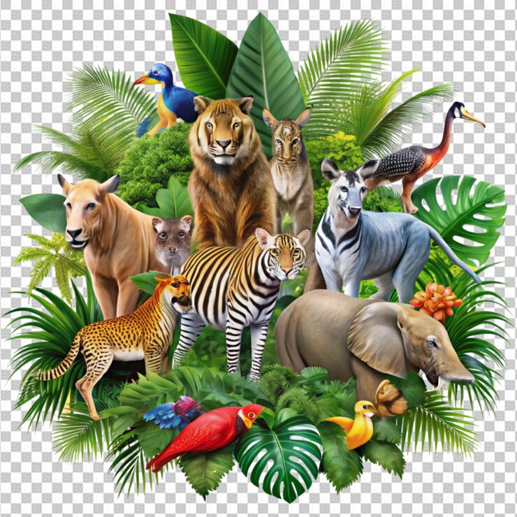 PSD giornata mondiale della fauna selvatica con gli animali nella giungla