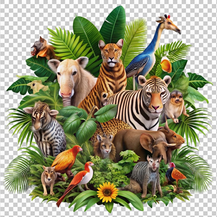 PSD giornata mondiale della fauna selvatica con gli animali nella giungla