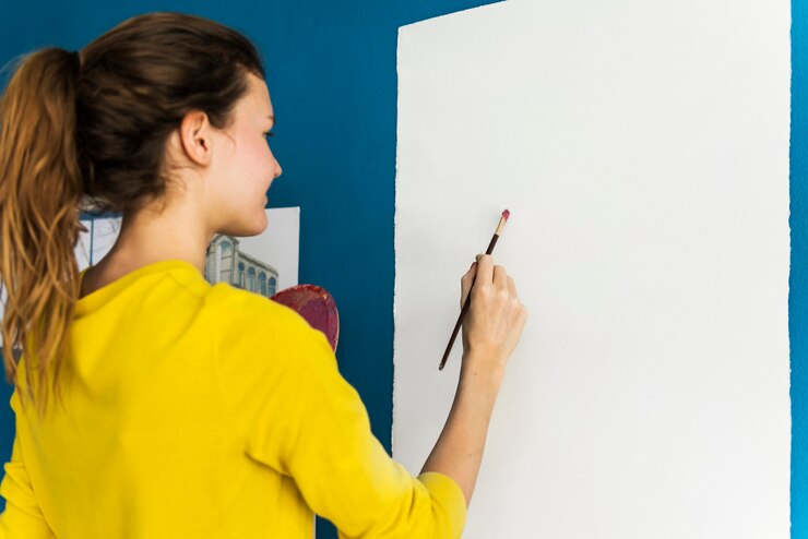 PSD giovane artista che crea un'opera d'arte