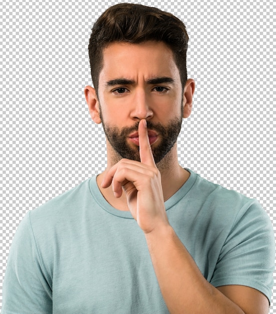 Giovane che fa gesto di silenzio