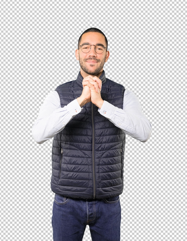 PSD giovane che fa un gesto di lavoro di gruppo con le sue mani