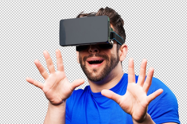Giovane con gli occhiali di realtà virtuale