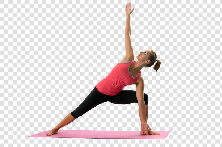 Giovane donna che fa esercizi di yoga, file PSD a strati