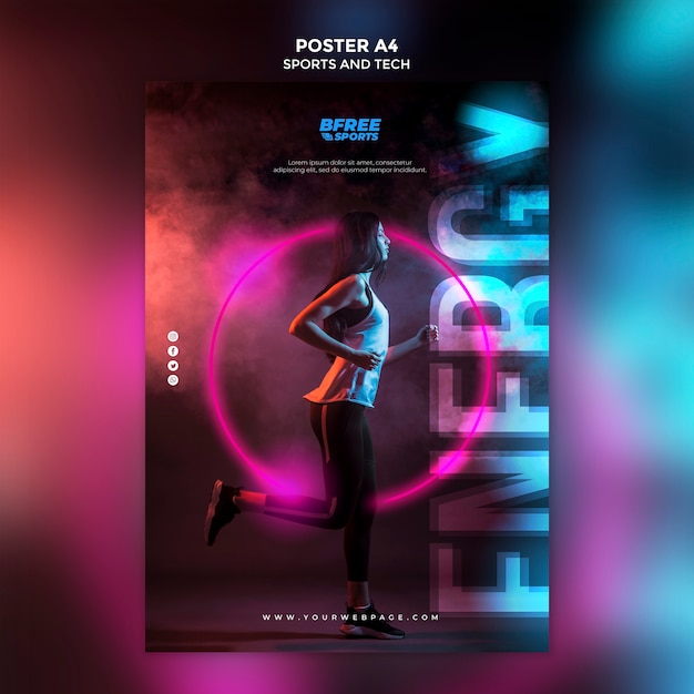 Giovane donna su un poster di fitness