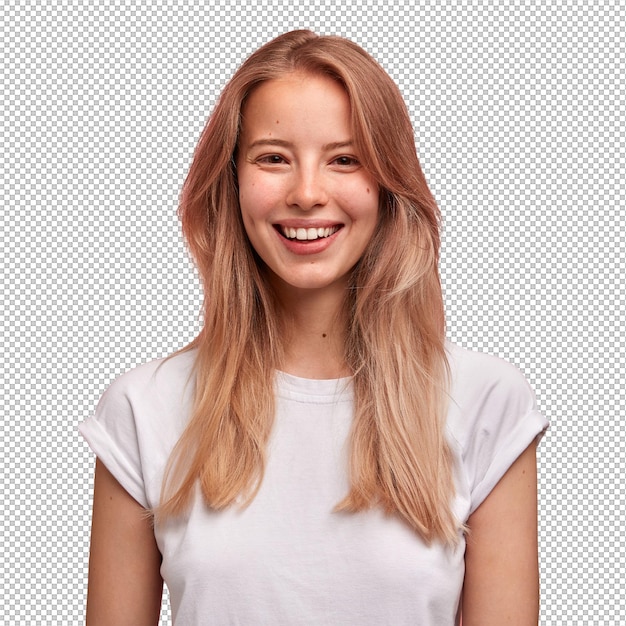 Giovane femmina positiva con un sorriso piacevole