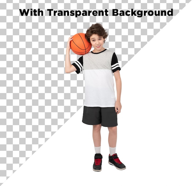 Giovane giocatore di basket PNG PSD isolato su uno sfondo trasparente