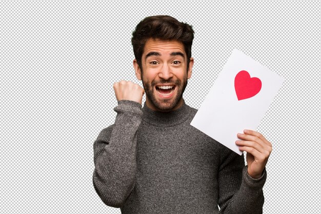 Giovane uomo festeggia il giorno di San Valentino