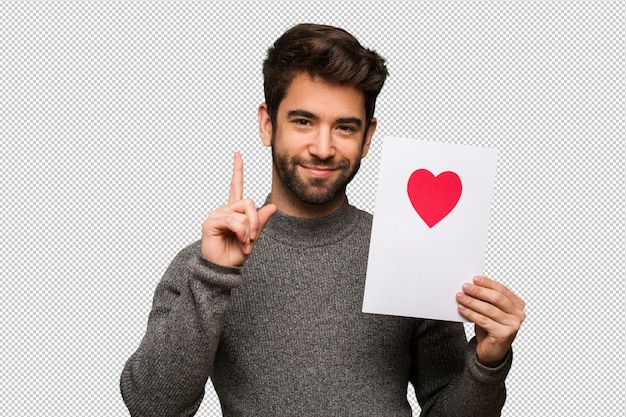 Giovane uomo festeggia il giorno di San Valentino