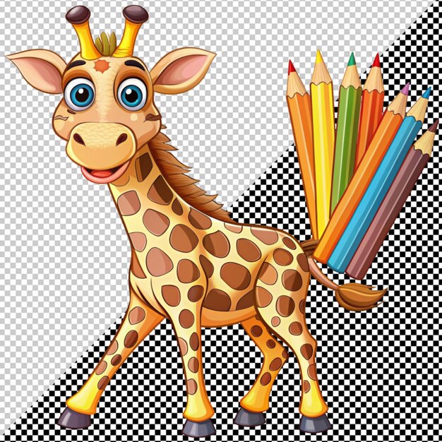 PSD girafa bonita com lápis