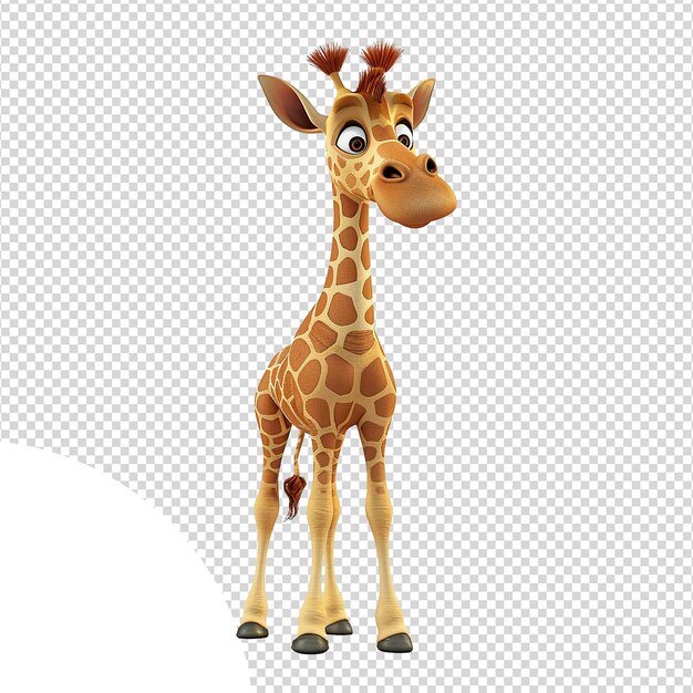 Una girafa linda de dibujos animados aislada en un fondo transparente png