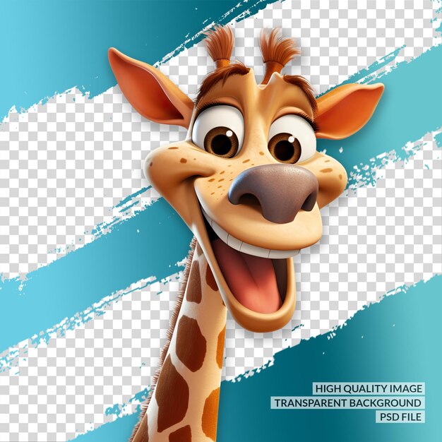 PSD girafe 3d png clipart fond isolé transparent