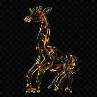 PSD une girafe avec un fond doré et noir
