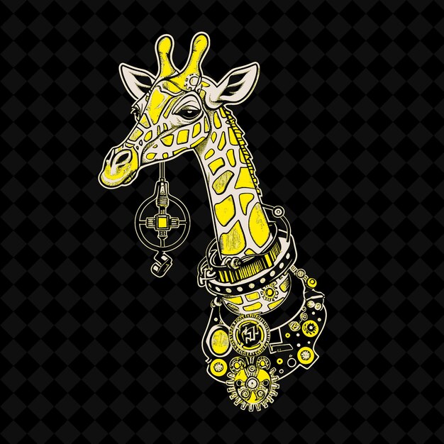 PSD une girafe jaune avec une chaîne d'or sur son cou